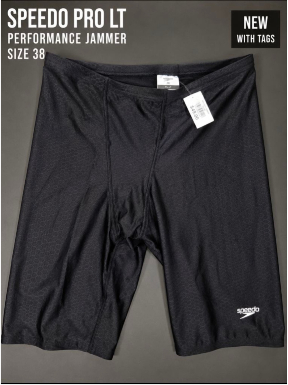 Speedo Pro LT Jammer Swim Shorts Black Size 38 Performance Compression Swimwear